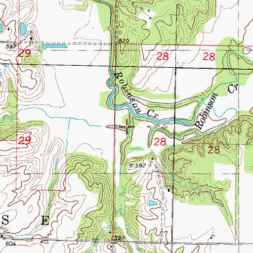 Topographic Map of Rocky Branch, IL