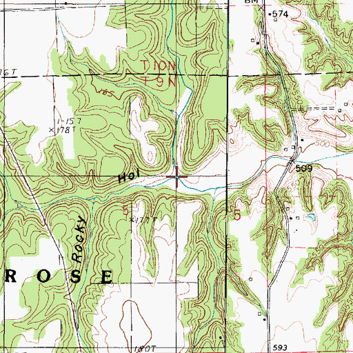 Topographic Map of Rocky Hollow, IL