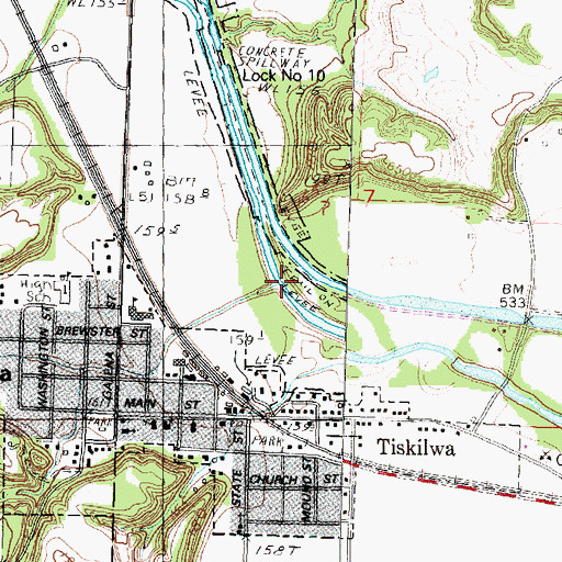Topographic Map of Rocky Run, IL
