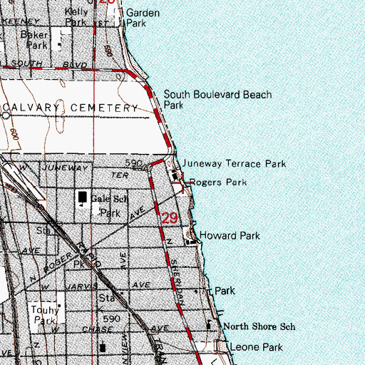 Topographic Map of Rogers Park, IL