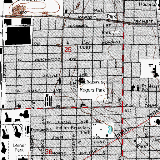 Topographic Map of Philip Rogers Elementary School, IL