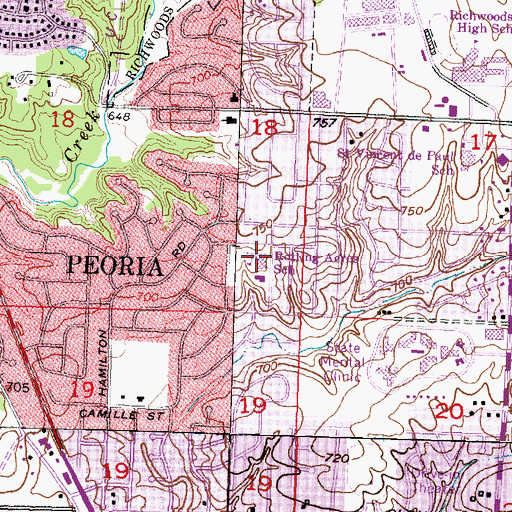 Topographic Map of Rolling Acres Middle School, IL