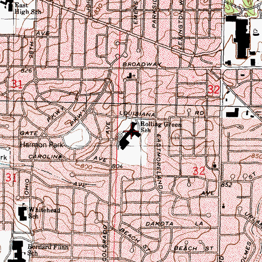 Topographic Map of Rolling Green Elementary School, IL