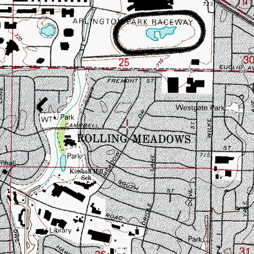 Topographic Map of Rolling Meadows, IL