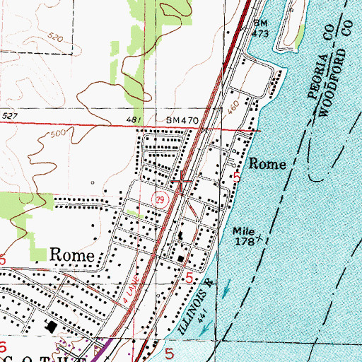 Topographic Map of Rome, IL