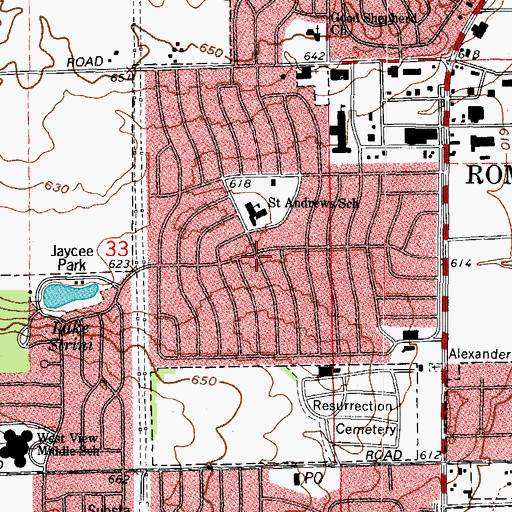 Topographic Map of Romeoville, IL