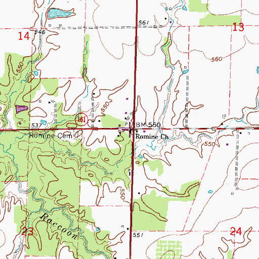 Topographic Map of Romine Church, IL