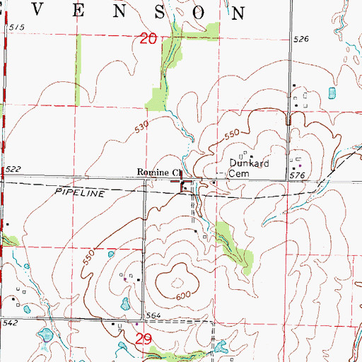 Topographic Map of Romine Church of the Brethren, IL
