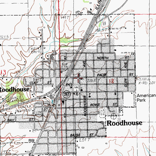 Topographic Map of Roodhouse, IL