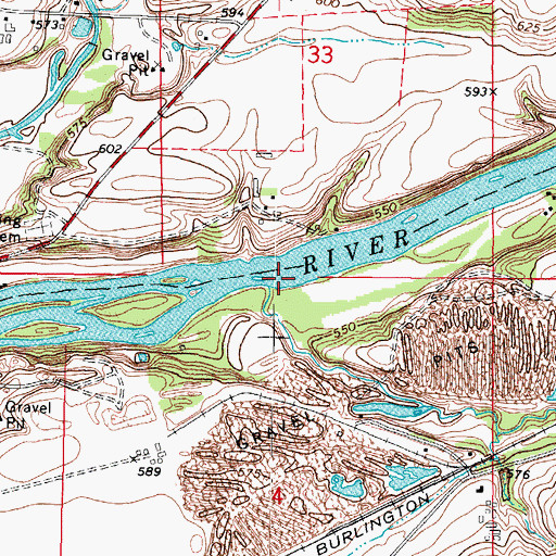Topographic Map of Roods Creek, IL