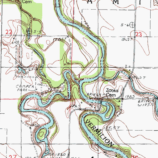 Topographic Map of Rooks Creek, IL