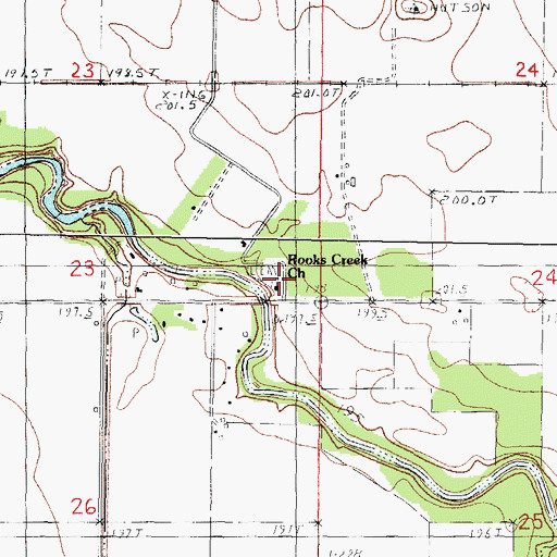 Topographic Map of Rooks Creek School (historical), IL