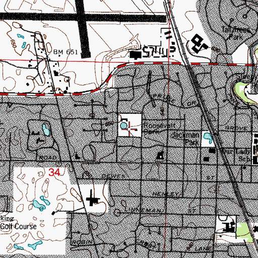 Topographic Map of Roosevelt Park, IL