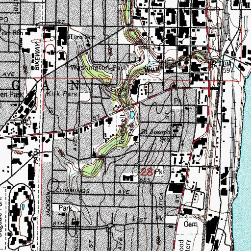 Topographic Map of Roosevelt Park, IL