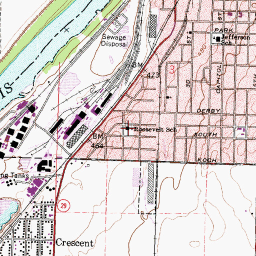 Topographic Map of Roosevelt School, IL