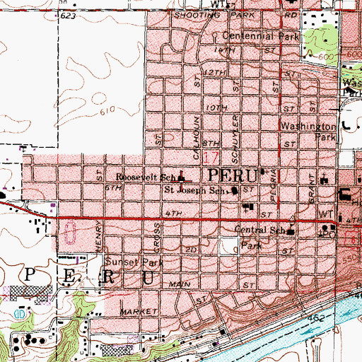 Topographic Map of Roosevelt Elementary School, IL