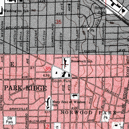 Topographic Map of Theodore Roosevelt Elementary School, IL