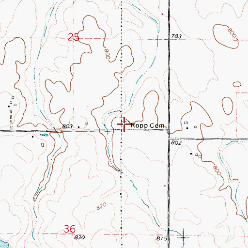 Topographic Map of Ropp Cemetery, IL