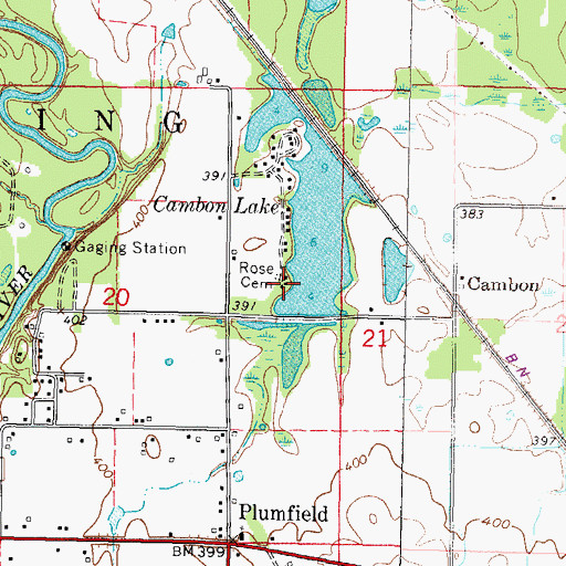 Topographic Map of Rose Cemetery, IL