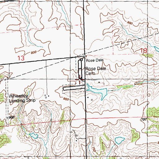 Topographic Map of Rose Dale Cemetery, IL