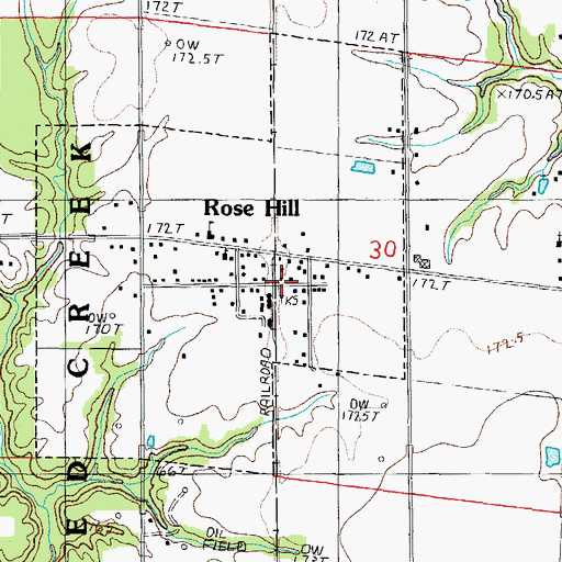 Topographic Map of Rose Hill, IL