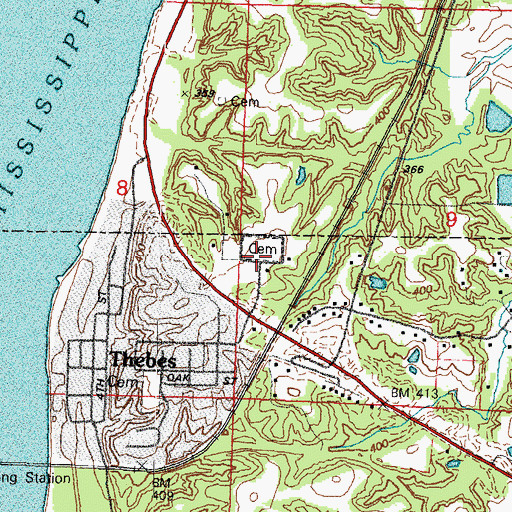 Topographic Map of Rose Hill Cemetery, IL