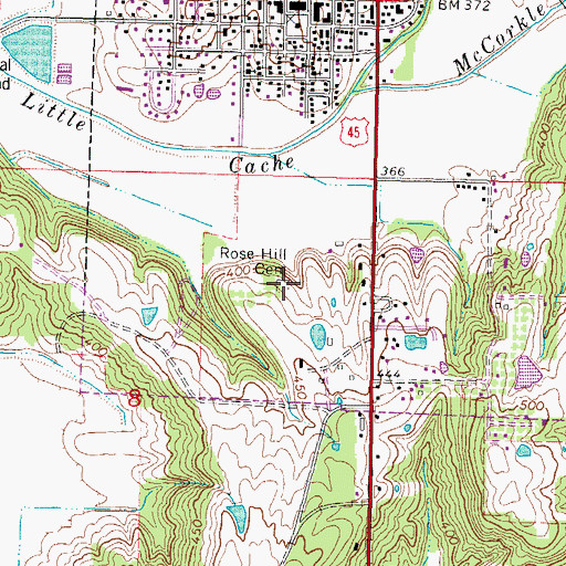 Topographic Map of Rose Hill Cemetery, IL