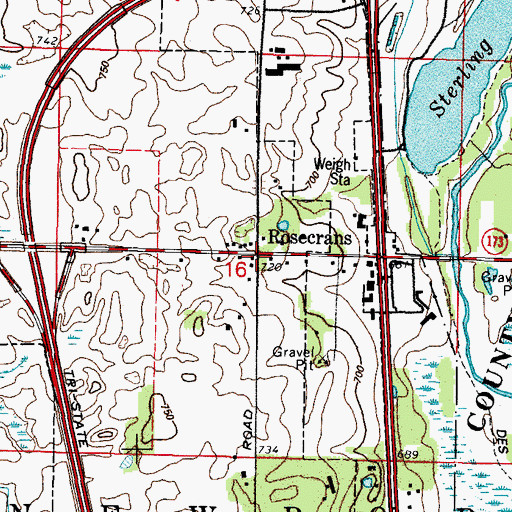 Topographic Map of Rosecrans, IL