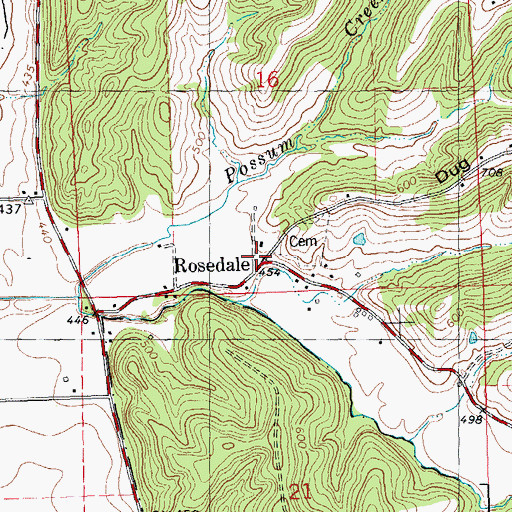 Topographic Map of Rosedale, IL