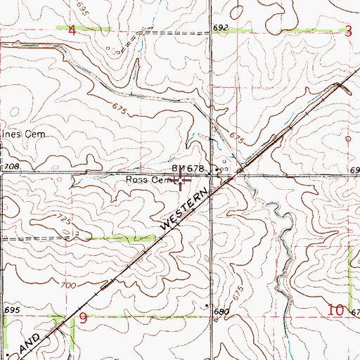 Topographic Map of Ross Cemetery, IL