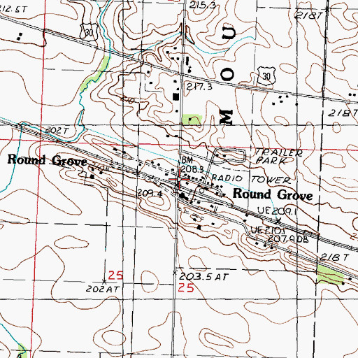 Topographic Map of Round Grove, IL