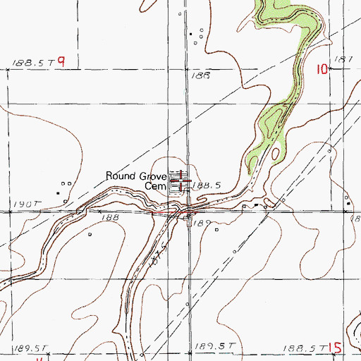 Topographic Map of Round Grove Cemetery, IL