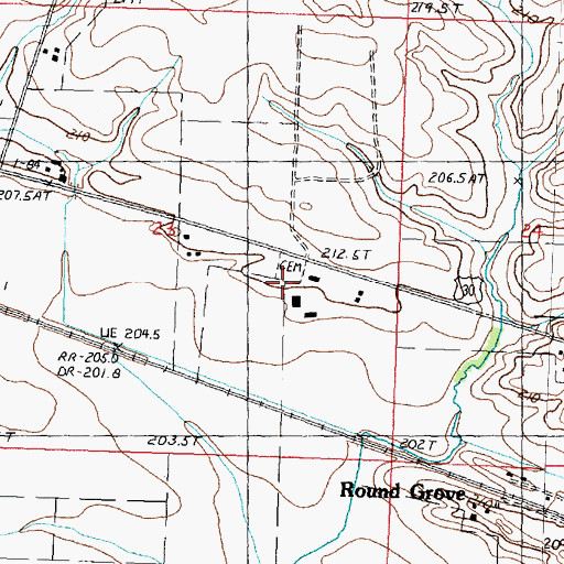 Topographic Map of Round Grove Cemetery, IL