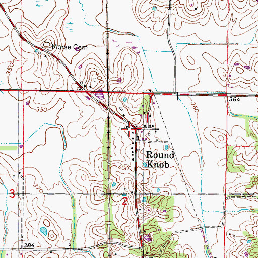 Topographic Map of Round Knob, IL