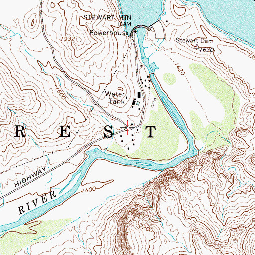 Topographic Map of Saguaro Lake Ranch Resort, AZ