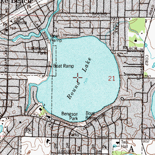 Topographic Map of Round Lake, IL