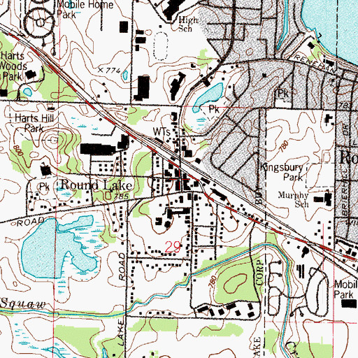 Topographic Map of Round Lake, IL