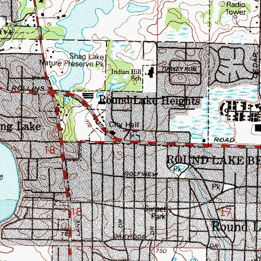 Topographic Map of Round Lake Heights, IL