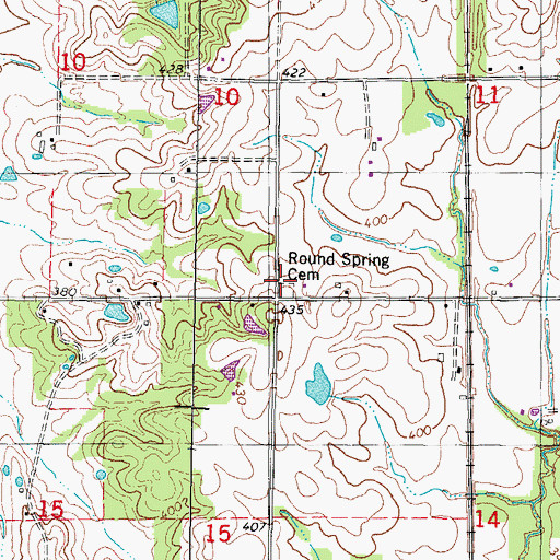 Topographic Map of Round Spring Cemetery, IL