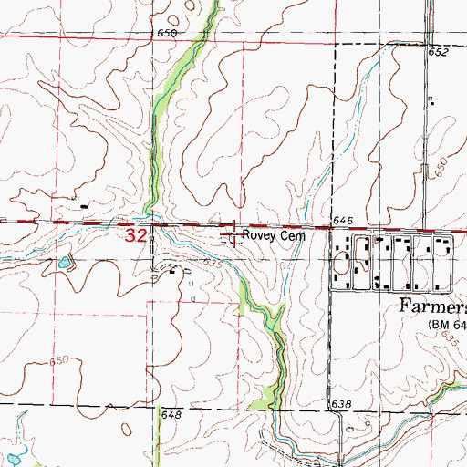 Topographic Map of Rovey Cemetery, IL