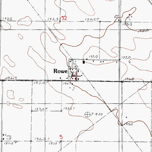 Topographic Map of Rowe, IL
