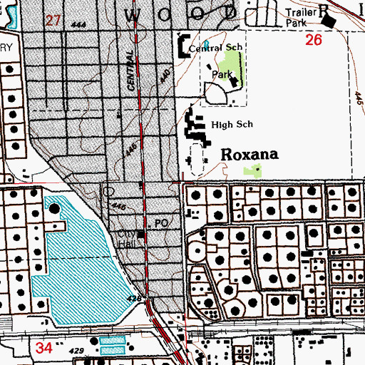 Topographic Map of Roxana, IL