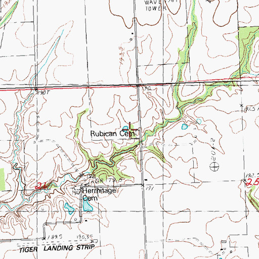 Topographic Map of Rubicon Church, IL