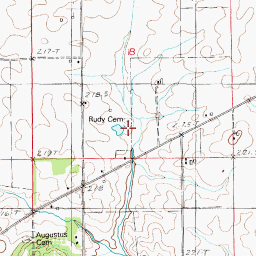 Topographic Map of Rudy Cemetery, IL