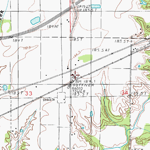 Topographic Map of Ruffner School (historical), IL