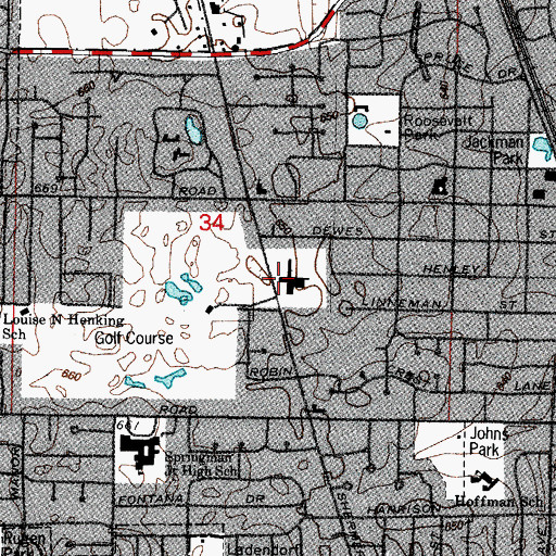 Topographic Map of Rugen School, IL