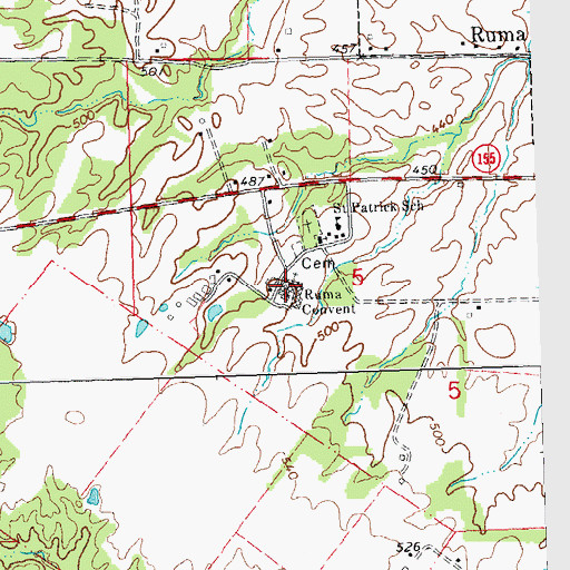 Topographic Map of Ruma Convent, IL