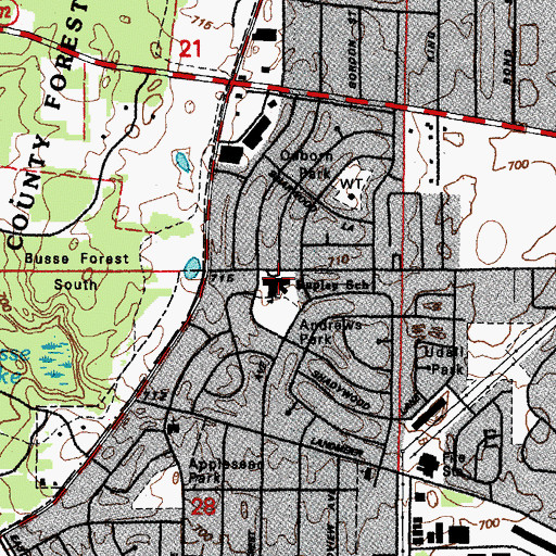 Topographic Map of Rupley Elementary School, IL
