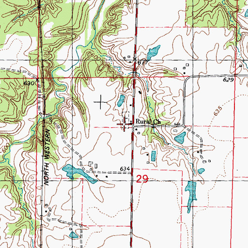 Topographic Map of Rural Church, IL