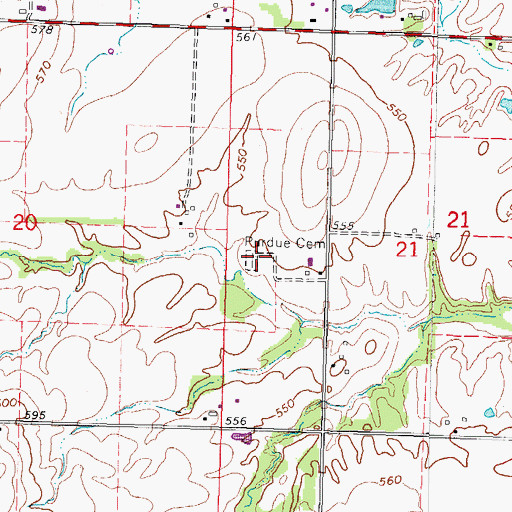 Topographic Map of Purdue Cemetery, IL